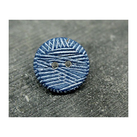 Bouton strié bleu blanc 18mm