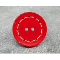 Bouton rouge cercle blanc 28mm