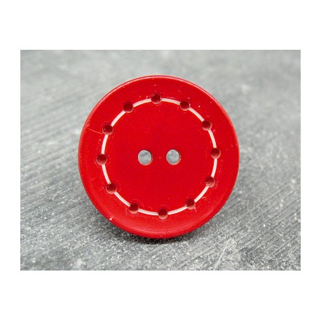 Bouton rouge cercle blanc 28mm