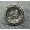 Bouton métallisé cercle martelé vieil argent 18/22/31mm