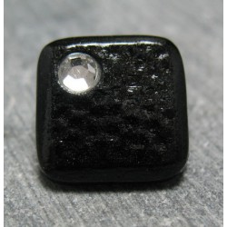 Bouton carré strass noir 13 mm b71
