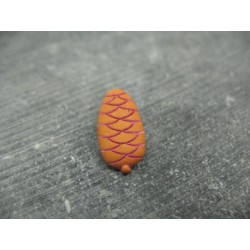 Bouton pomme de pin orange fuschia 18mm