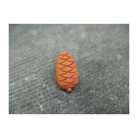 Bouton pomme de pin orange fuschia 18mm