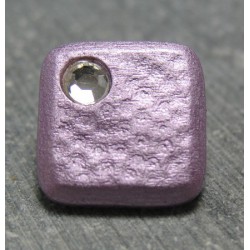 Bouton carré strass violine 13mm