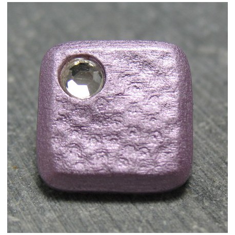 Bouton carré strass violine 13mm