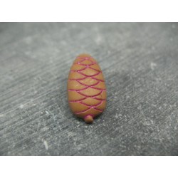 Bouton pomme de pin vison-fuschia 22mm