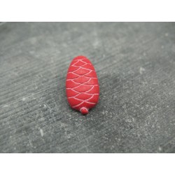 Bouton pomme de pin rouge blanc 22mm