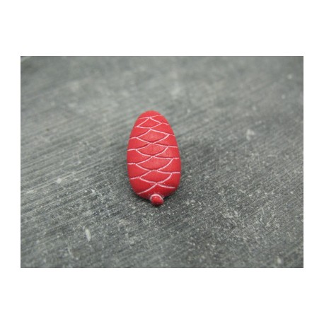 Bouton pomme de pin rouge blanc 22mm