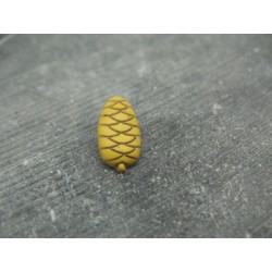 Bouton pomme de pin jaune blanc 18mm