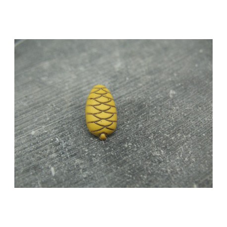 Bouton pomme de pin jaune blanc 18mm