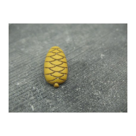 Bouton pomme de pin jaune blanc 22mm