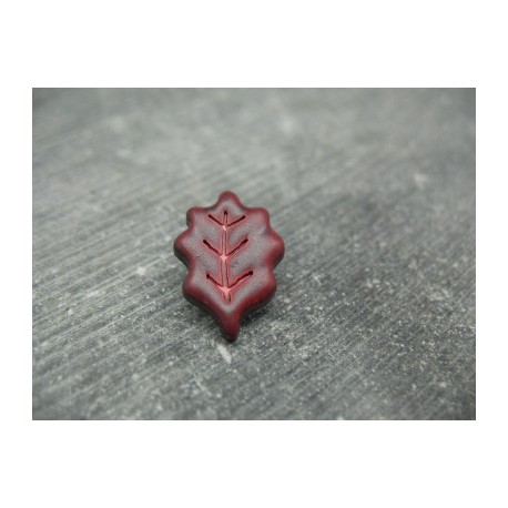 Bouton feuille de chêne bordeaux 18mm