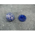 Bouton verre bleu fleur nickel 14mm