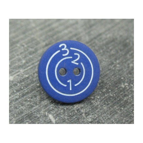 Bouton cible 123 bleu roy 15mm