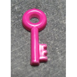 Bouton clef fuschia 18mm 