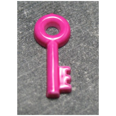 Bouton clef fuschia 18mm 