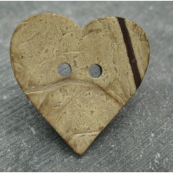 Bouton coco coeur naturel 40mm
