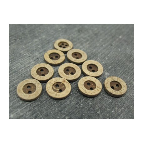 Lot 10 boutons coco naturel 12mm