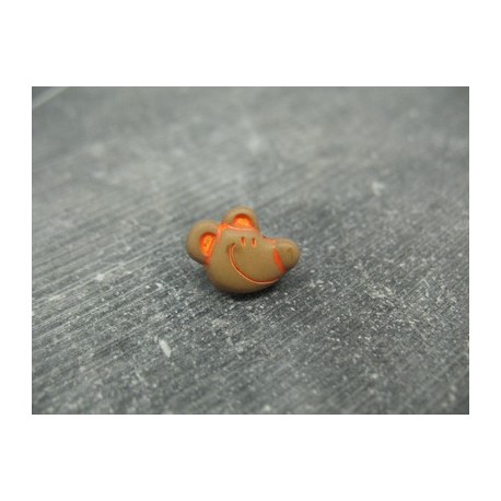 Bouton tête de souris brun oranger 15mm