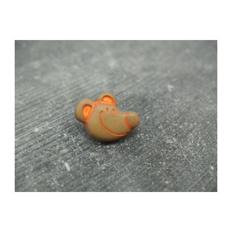 Bouton tête de souris brun oranger 18mm