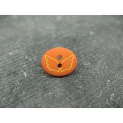 Bouton papillon oval orange jaune 15mm