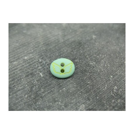 Bouton papillon oval vert jaune 12mm