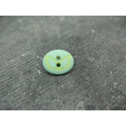 Bouton papillon oval vert jaune 15mm