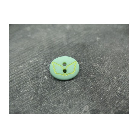 Bouton papillon oval vert jaune 15mm