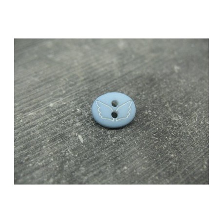 Bouton papillon oval bleu blanc 12mm