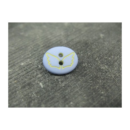 Bouton papillon oval lavande jaune 15mm