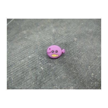 Bouton poisson rose jaune 15mm