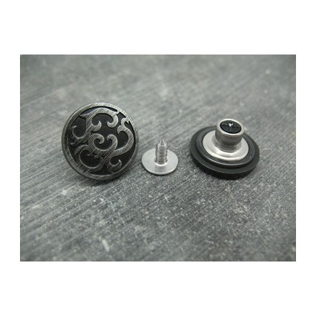 Bouton jean métal entrelas vieil argent 18mm