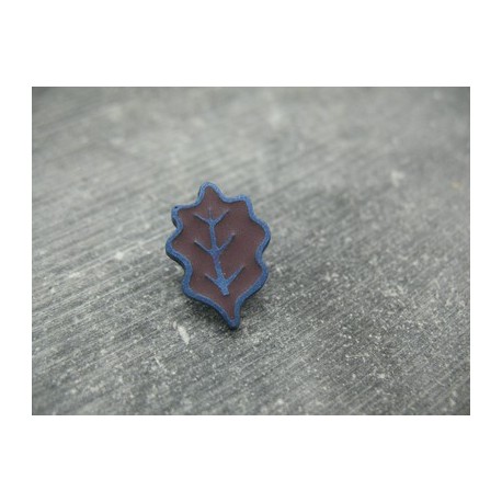 Bouton feuille chêne bleu marron 18mm