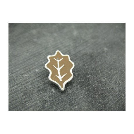 Bouton feuille de chêne argent caramel 22mm