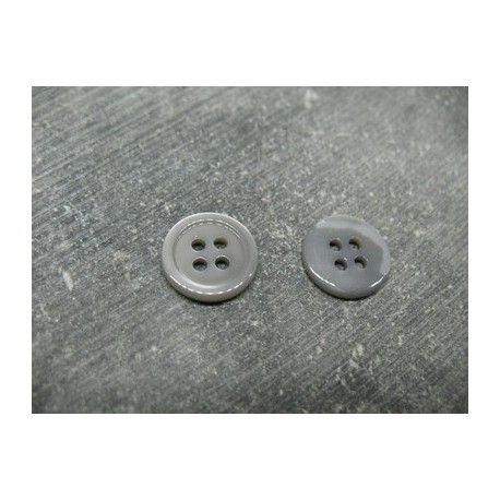 Bouton nacre 4 trous 14 gris 13mm