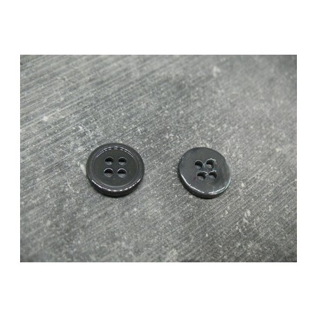 Bouton nacre 4 trous 15 anthracite 13mm