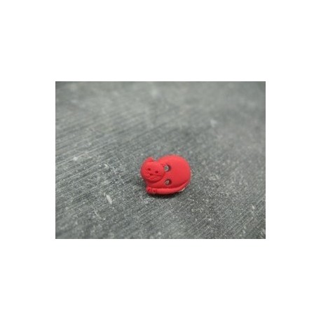 Bouton chat couché rouge 12mm