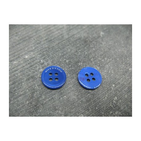 Bouton nacre 4 trous 8 bleu roy 13mm