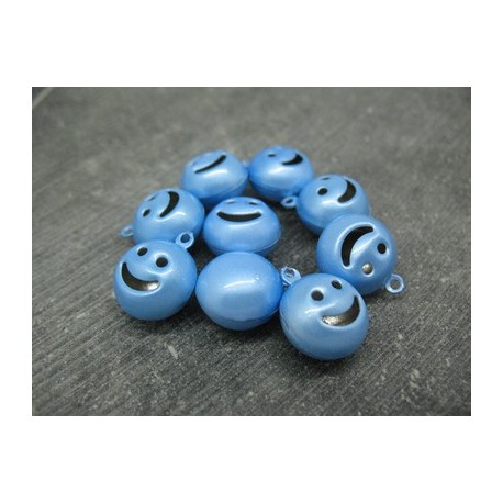 Lot 9 grelots Smile bleu 14mm