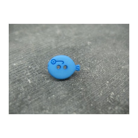 Bouton poisson bleu lunettes bleues 15mm