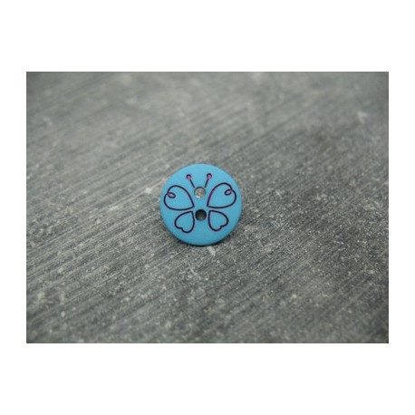 Bouton papillon turquoise violet 12mm