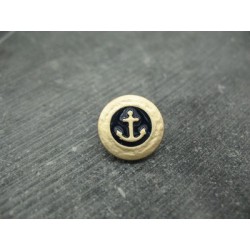 Bouton ancre or marine 15mm