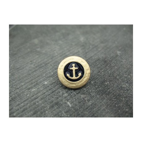 Bouton ancre or marine 15mm