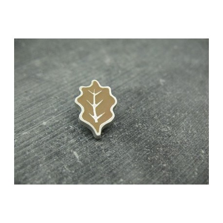 Bouton feuille de chêne beige argent 18mm