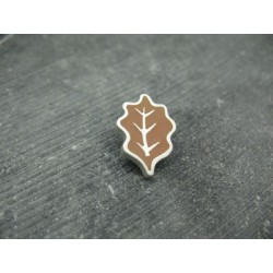 Bouton feuille de chêne beige argent 22mm