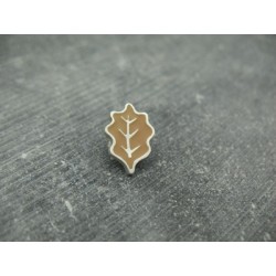 Bouton feuille de chêne caramel argent 15mm