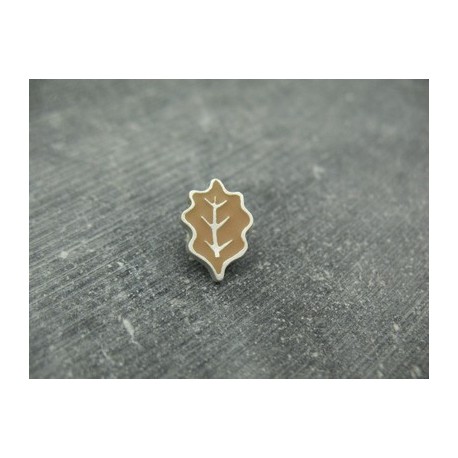 Bouton feuille de chêne caramel argent 15mm