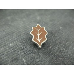 Bouton feuille de chêne caramel argent 18mm