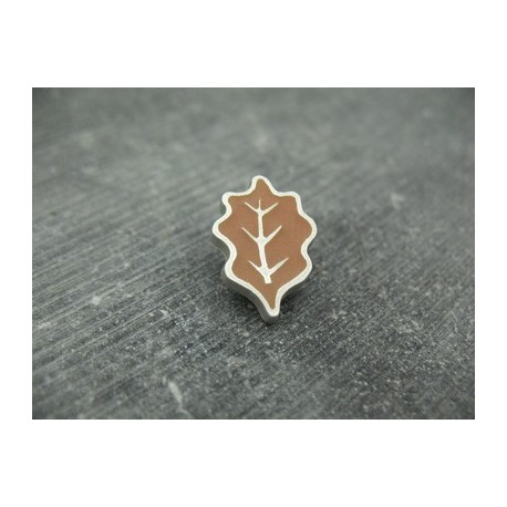 Bouton feuille de chêne caramel argent 18mm