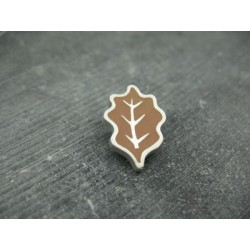 Bouton feuille de chêne caramel argent 22mm